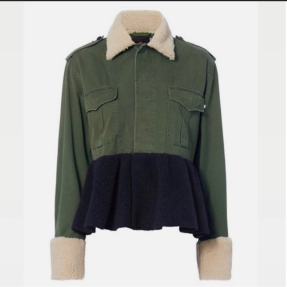 Harvey Faircloth Shearling Peplum Army Jacket